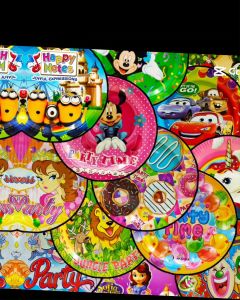 Happy Notes Paper Plates (10pcs 22cm Diameter Plain Printed Various Design Generic Character Princess) Party Needs