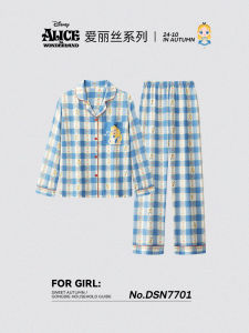 Đồ Ngủ Dài Tay Alice Disney Dễ Thương Mềm Mại Thoải Mái Mặc Ở Nhà Mùa Xuân Thu Quần Dài Áo Cardigan Bộ Đồ Ngủ