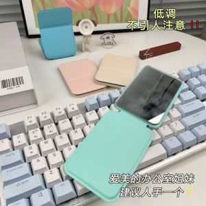 Pure Color Small Mirror Portable Make-up Mirror Foldable Handheld Cosmetic Mirror Student Dormitory Folding Mirror Mini Portable Mirror