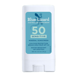 BLUE LIZARD Mineral Sunscreen SPF 50 Lotion Tube 3oz/5oz Stick 0.5oz Lightweight Travel Size No White Cast Non-sticky Water Resistant Fragrance-free Sunblock Pocket-sized Face Skincare Long-lasting Sensitive Baby Kids