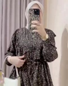 Shafira Set - One Set Wanita Blouse Rayon Premium Setelan Baju Kekinian Serut Lengan Karet LD 110 cm