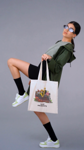 Totebag Blacu Tebal Resleting Lucu Estetik Souvenir Kota Indonesia Oleh-Oleh Wisata Ukuran 30x40cm