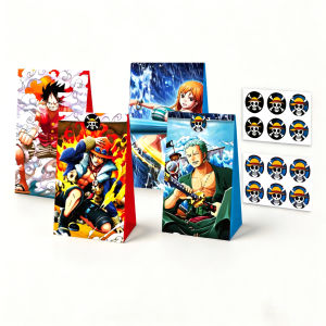 Bandai | 12/24PCS One Piece Party Gift Bags Anime-Themed Gift Bags with Stickers Fan Birthday Party Supplies Candy Gift Bags