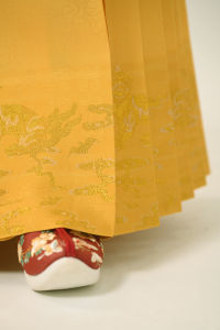 Pure Silver Thread Daoist Hanfu Half Skirt Womens Traditional Culture Style Adjustable Waist A-Line Composite Fabric Skirt