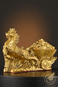 Tượng Ngựa Kéo Xe Tài Lộc Bằng Đồng Decor Phong Thủy Trang Trí Để Bàn Quà Tặng Tượng Tuổi Ngọ - Đồ Đồng Thuận Tâm