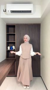 Yeppuoutfit - Haerin Oneset | Setelan Rok Lebar dan Vest dengan Tali Bahan Linen ala KoreanStyle