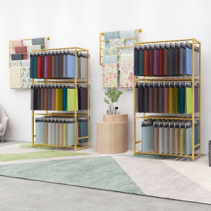 Hanging Cloth Rack Fabric Display Rack Sample Fabric Textile Cloth Rack Hanging Card Display Rack Home Textile Towel Rack Leather Double-Sided Display