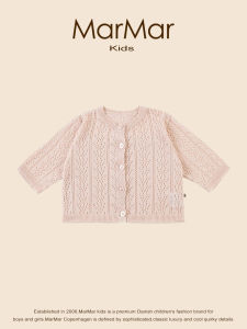 MARMAR KIDS Baby Knitted Open Cardigan Thin Breathable Clothes Girl Child Hollow out Top Cotton Acrylic Blend Long Sleeve round Neck