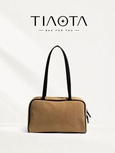 TIAOTA | Túi Xách Vai Bowling Nữ Vải Linen Cotton Phong Cách Vintage