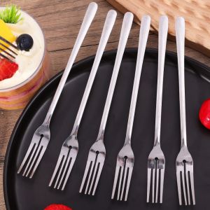 8PCS 6-Inch Stainless Steel Fruit Fork Cake Salad Fork Buffet Restaurant Family Party Dessert Fork Kitchen Cutlery