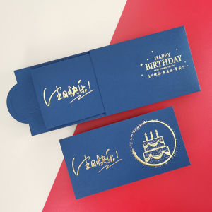 Creative Birthday Greeting Card Luxury Foil Envelope Thank You Card for Customers Business Blessing Card Folded Design No Music