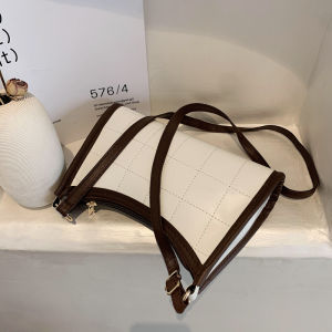 Túi Đeo Chéo Kiểu Pháp Thời Trang Mùa Xuân Hè Cho Nữ Túi Đeo Vai Đơn Màu Tương Phản Đa Năng Túi Đeo Chéo Mềm PU Có Khóa Kéo