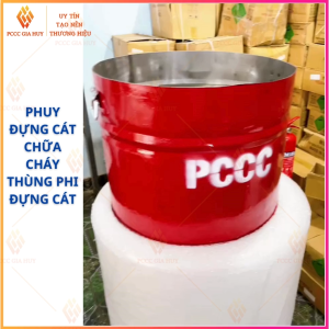 Thùng phi/phuy đựng cát PCCC-Thiết bị quan trọng Hỗ trợ chữa cháy và cứu hộ cứu nạn- có móc khiêng tay