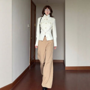 CHANGTONG | American Retro Fashion Elegant High-neck Waist-cinching Slim-fit Short Jacket
