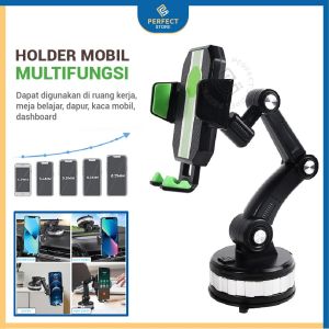 Holder Mobil Dudukan Handphone 4IN1 Universal Dashboard Dan Kaca Mobil Phone Stand Alat Penyangga HP Ajustable With 360 Degree Rotation