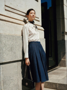 Koradior | Fall New Mid-length A-line Jeans Skirt