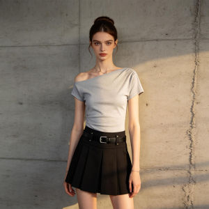 PIAOYA | Slimming White Off-Shoulder T-Shirt Summer Short Sleeve
