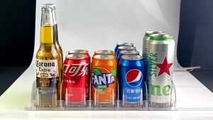 1/3 Group/Set Tempat Botol Kulkas Untuk Minuman Display Minuman Pendorong Otomatis Kapasitas Besar Supermarket