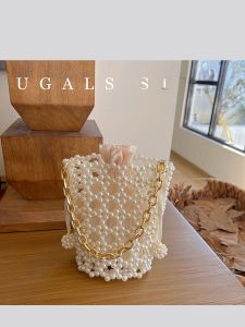 กระเป๋าสะพายข้าง UGALS ทรงกลมปักลูกปัดสไตล์จีนใหม่ ทำมือ กระเป๋าสะพายข้างแบบลำลอง กระเป๋าสะพายข้างแบบสะพายข้างใต้วงแขน