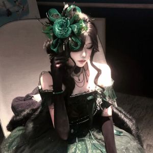 Ghim Tóc Công Chúa Họa Tiết Chim Công Màu Xanh Lá Cây Phụ Kiện Tóc Công Chúa Phụ Kiện Tóc Bằng Lụa Thấp Theo Phong Cách Cổ Điển