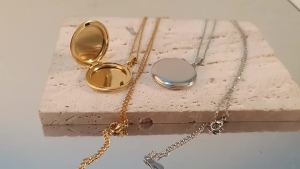 VQYSKO Openable Round Phase Box Lockets Necklace DIY Photo Frame Supplies Mirror Polished Stainless Steel Pendant Necklace