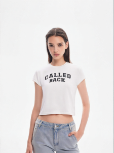 CALLED BACK | Printed Letter Logo Round Neck Women Casual T-Shirt