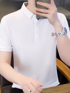 HENGYUANXIANG | Hengyuanxiang Mens Polo Shirt Summer Casual Loose Ice Silk Short Sleeve Turn-down Collar Fashionable Urban Style T-shirt