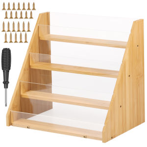 Card Display Stand Wood Postcard Holder Desk Bracket Cards Organizer 4 Layer Decorative Shelves Office Gift Display Holders