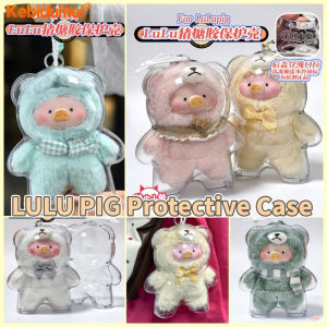 Kebidumei พวงกุญแจเคสลายหมูลูลูลูหมู Labubu ตู้แสดงผลสำหรับกระเป่าตุ๊กตาหมีเท็ดดี้หนา18ซม. กระเป๋าเก็บของพวงกุญแจตุ๊กตาใส3ชิ้น