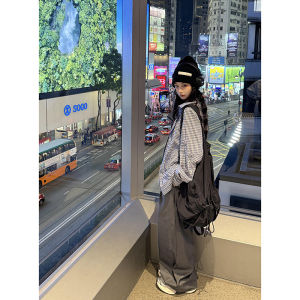 Áo Sơ Mi Kẻ Caro Thể Thao Cổ Bẻ Rộng Rãi Cho Nữ Mùa Xuân Thu Thời Trang Cặp Đôi Chất Liệu Cotton Pha Trộn