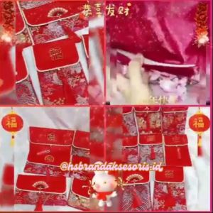 ANGPAO KAIN BORDIR TIMBUL / POUCH IMLEK PREMIUM / ANGPAU KAIN IMLEK HIGH QUALITY / ANGPAU FUK KAIN GLITTER / ANGPAU NIKAH KAIN / RED MONEY POCKET TASSEL BAG CHINESE NEW YEAR / ARP992318