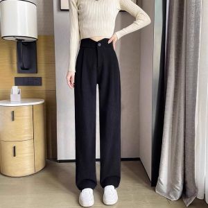 Autumn New High Waist Drape Chenille Flared Pants