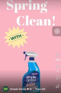 Nước lau kính cao cấp Simple Green Glass Cleaner phục hồi sáng bóng và trong suốt của kính gương chai xịt 946ml (USA)