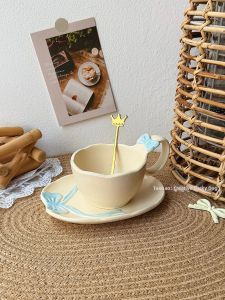 Ceramic Bow Coffee Cup and Saucer Set for Gift
