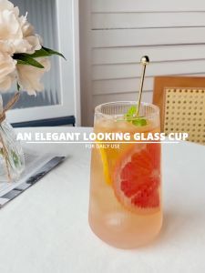 Elegant Ribbed Borosilicate Glass Coffee Mug - Heat & Cold Resistant Glassware Transparent Drinkware 500ml Capacity