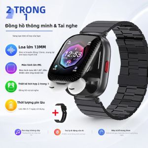 Đồng Hồ Thông Minh 2 Trong 1 Tích Hợp Tai Nghe - Gọi Điện Không Dây Nghe Nhạc Trợ Lý AI & Dịch Thuật Theo Dõi Thể Thao & Sức Khỏe Dành Cho Người Lớn