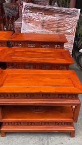 Đôn Chữ Nhật Lồng Đèn 2 Tầng Trang Trí Gỗ Hương Cao Cấp