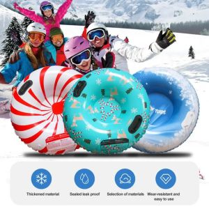 Ski Ring Inflatable PVC Sledding Tube Thicken Snow Tubing Winter Snow Tube with Handle Snow Racer Durable Snow Sled Board