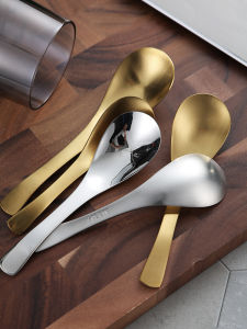 304 Stainless Steel Home Use Soup Spoon Thickened Children Adult Circular Bottom Gold