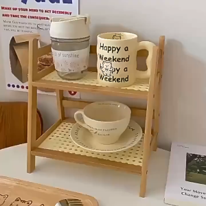 Kitchen Storage Rack Cup Storage Rack Desktop Storage Rack Coffee Cup Holder Multipurpose Bamboo Storage Shelf