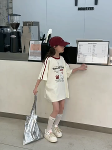 Áo thun bé gái ngắn tay dáng rộng size 18-50kg chất liệu cotton áo thun bé gái mùa hè phong cách hàn quốc mẫu KITTY áo thun nữ