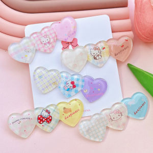 Tooyoo Transparent Kitty Three Heart Hair Clip Cartoon Hair Clip Cute Sweet Headdress Female