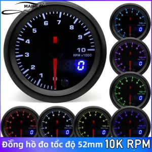 RYSJM | Đồng Hồ Đo Tốc Độ Ô Tô 52mm 0-10000 Vòng/phút Màn Hình Kép Có Động Cơ Bước Kim Chỉ Thị 7 Màu Có Thể Tùy Chỉnh Đồng Hồ Đo Nhiên Liệu Cho Xe 4 Xi-lanh