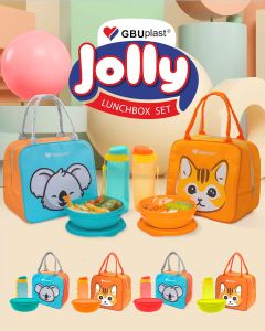 KLF Jolly Lunchbox Set Kotak Makan Aiko dengan Tas Lunch Bag Botol Minum Lunchbox