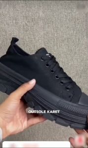 50an STORE - \"HONNE\" SEPATU WANITA SNEAKERS SEKOLAH WARNA HITAM POLOS PREMIUM QUALITY