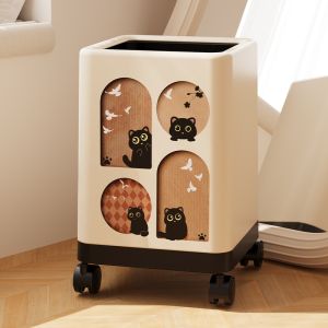 13L square cute trash can household trash can with wheels removable living room trash can