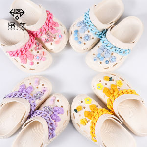 14Pcs/Set Crocs Jibbitz Charms Shoes Accessories Chains DIY Pastoral Style Clogs Flower Cute Butterfly Decoration for Crocs
