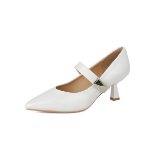 Elegant French Pointed Toe Mary Jane Womens Shoes Buckle Strap Fashionable Low Cut High Heel Single Shoes Ultra-Fine Heel