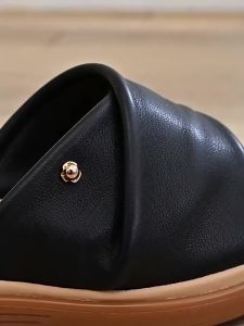 FOXER | Comfy Soft Bottom Summer Sheepskin Flat Slides Outdoor Indoor Genuine Leather Casual Slip Ons