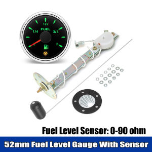 RYSJM | 52mm Fuel Level Gauge With Flashing Alarm Adjustables 240~33ohm 0~90ohm 0~190ohm Fuel Float Sensor For Car Truck Boat Marine